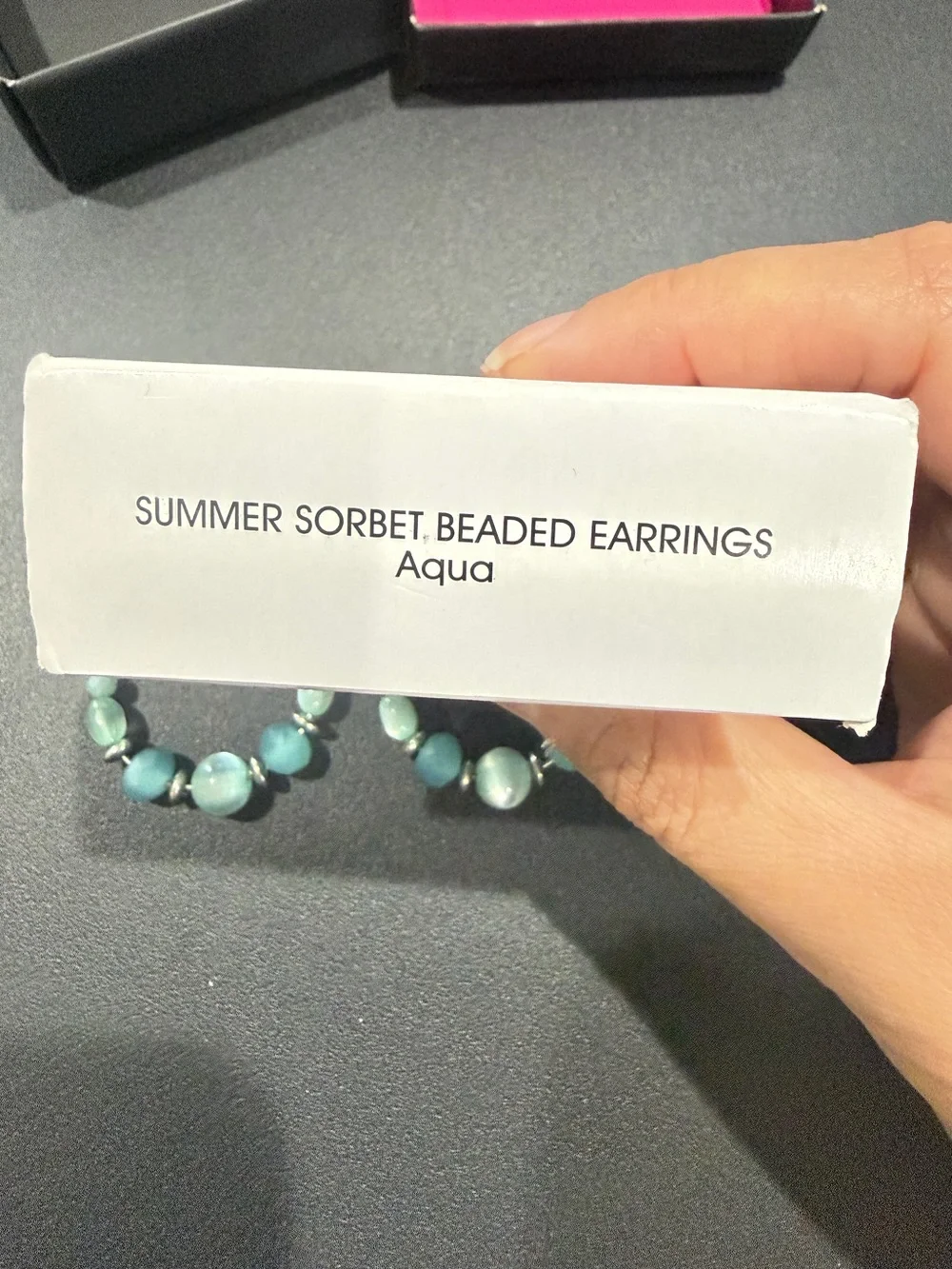Avon Women’s Summer Aqua Sorbet Beaded Teardrop Hoop Earrings